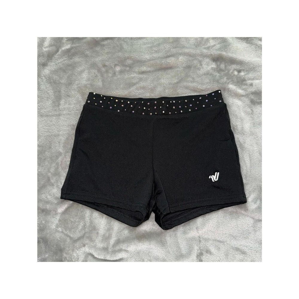 Varsity Black Athletic Shorts with Studded Waistband